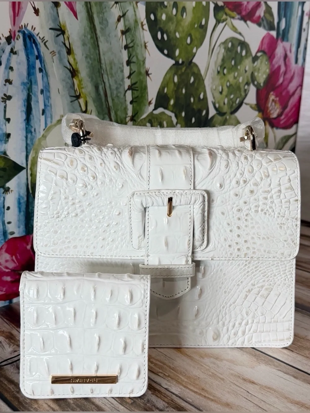 SET Brahmin Small Hallie Sea Salt White Satchel & Jane sea salt white NWT